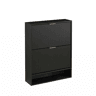 Aparador 80 x 24 cm - frente com ranhuras, prateleiras ajustáveis, sistema anti-tombamento, consola decorativa para a entrada - Preto