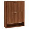 Aparador 80 x 24 cm - frente canelada, prateleiras reguláveis em altura, sistema anti-tombamento, mesa decorativa para a entrada - nogueira