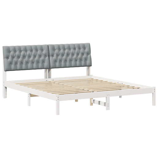 Estrutura de Cama de casal moderno com Cabeceira Estofada Branco 180 x 200 cm