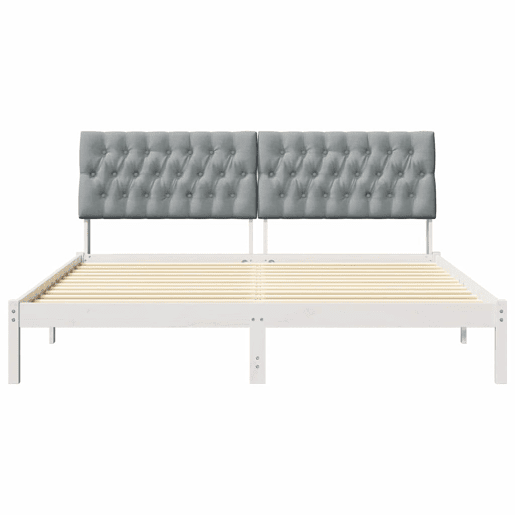 Estrutura de Cama de casal moderno com Cabeceira Estofada Branco 180 x 200 cm