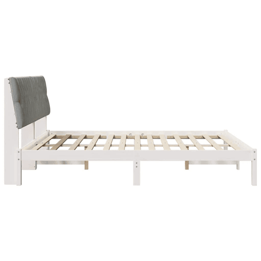 Estrutura de Cama de casal moderno com Cabeceira Estofada Branco 180 x 200 cm