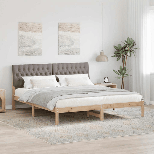 Estrutura de Cama de casal moderno com Cabeceira Estofada Castanho 180 x 200 cm