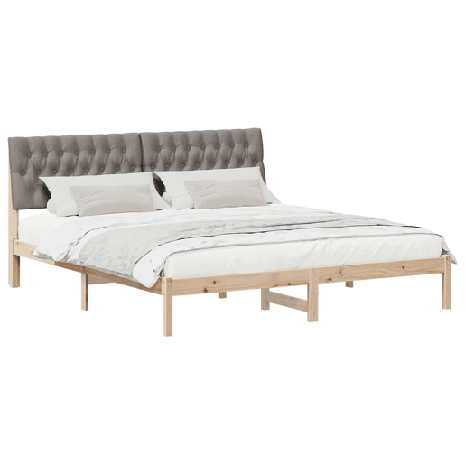 Estrutura de Cama de casal moderno com Cabeceira Estofada Castanho 180 x 200 cm