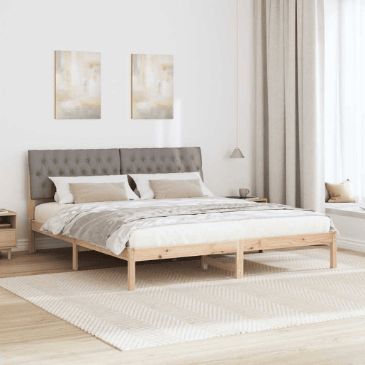 Estrutura de Cama de casal moderno com Cabeceira Estofada Castanho 180 x 200 cm