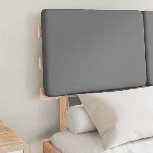 Estrutura de Cama de casal moderno com Cabeceira Estofada Cinzento-claro