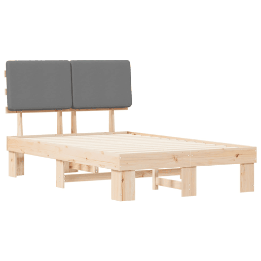Estrutura de Cama de casal moderno com Cabeceira Estofada Cinzento-claro