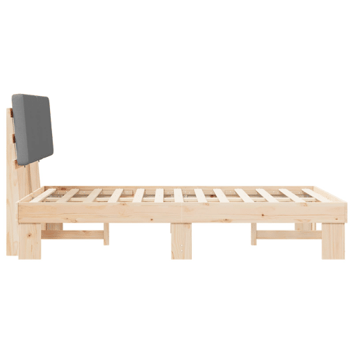 Estrutura de Cama de casal moderno com Cabeceira Estofada Cinzento-claro