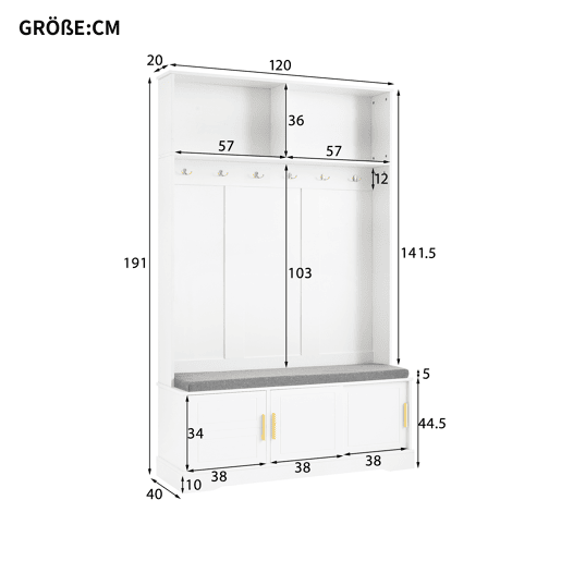 Móvel de entrada de painel de partículas com sapateira,branco