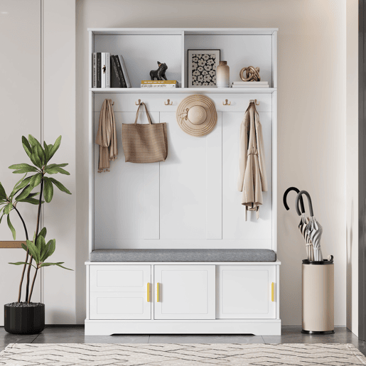Móvel de entrada de painel de partículas com sapateira,branco