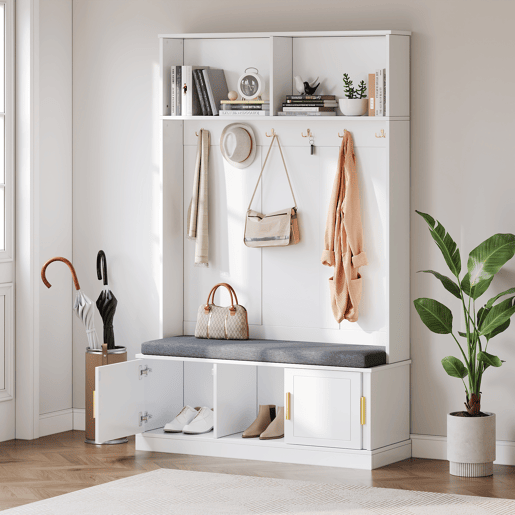 Móvel de entrada de painel de partículas com sapateira,branco