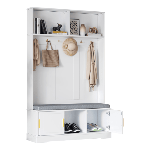Móvel de entrada de painel de partículas com sapateira,branco