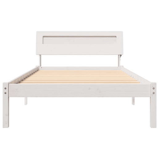 Estrutura de cama de solteiro para adultos - Branco 90 x 190 cm Madeira de Pinheiro Sólida