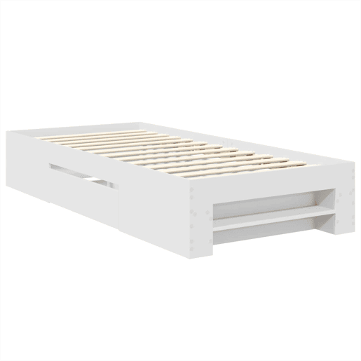 Estrutura de cama de solteiro para adultos - Branco 90 x 200 cm Madeira processada Estrutura de cama de solteiro para adultos - Branco 90 x 200 cm Madeira processada