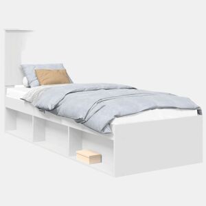 Estrutura de cama de solteiro para adultos - Branco 75 x 190 cm Madeira de Pinheiro Sólida
