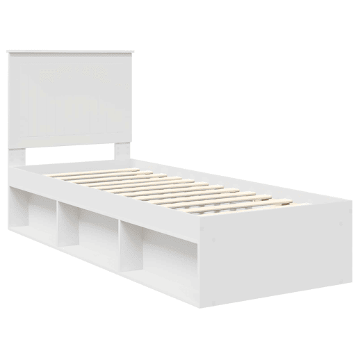 Estrutura de cama de solteiro para adultos - Branco 75 x 190 cm Madeira de Pinheiro Sólida