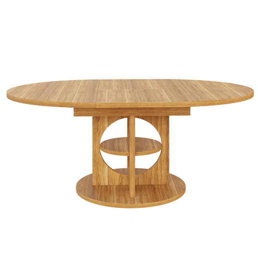 Mesa de jantar extensível 110u2013150 cm - com espaço de arrumação, transformável de redonda em oval, acabamento em madeira e preto, capacidade de carga de 60 kg - madeira Mesa de jantar extensível 110u2013150 cm - com espaço de arrumação, transformável de redonda em oval, acabamento em madeira e preto, capacidade de carga de 60 kg - madeira