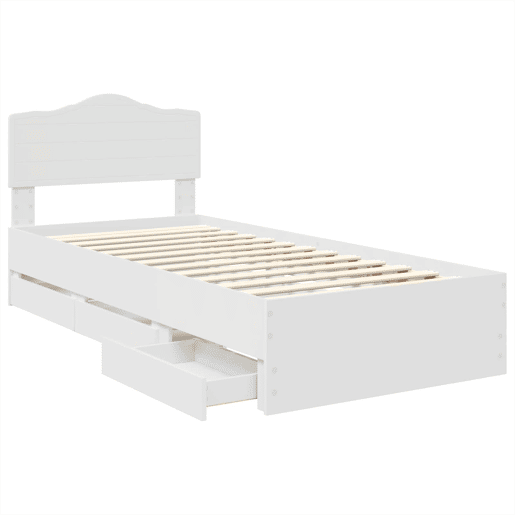 Estrutura de cama de solteiro para adultos Branco 90 x 190 cm Madeira de Engenharia