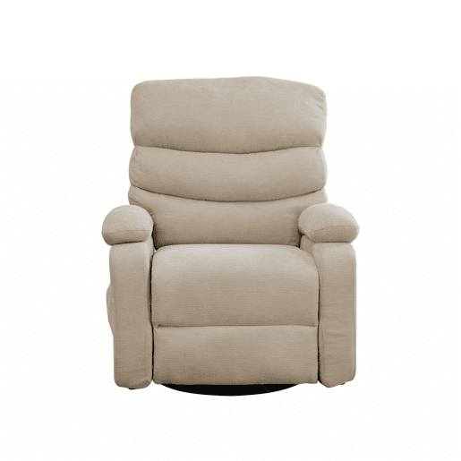 Poltrona relax elétrica giratória a 360° com função de massagem e aquecimento, encosto e apoio para os pés reclináveis e ajustáveis com bolsos laterais - Castanho-claro