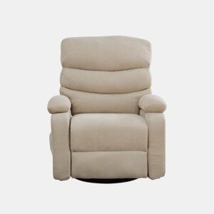 Poltrona relax elétrica giratória a 360° com função de massagem e aquecimento, encosto e apoio para os pés reclináveis e ajustáveis com bolsos laterais - Castanho-claro