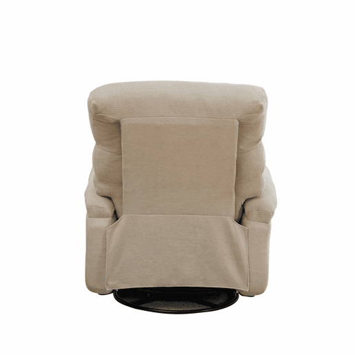 Poltrona relax elétrica giratória a 360° com função de massagem e aquecimento, encosto e apoio para os pés reclináveis e ajustáveis com bolsos laterais - Castanho-claro