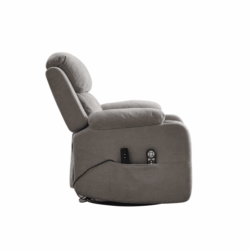 Poltrona relax elétrica giratória a 360° - função de massagem e aquecimento, encosto reclinável ajustável, apoio para os pés extensível, bolsos laterais e porta-copos - cinzenta