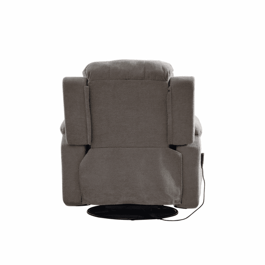 Poltrona relax elétrica giratória a 360° - função de massagem e aquecimento, encosto reclinável ajustável, apoio para os pés extensível, bolsos laterais e porta-copos - cinzenta