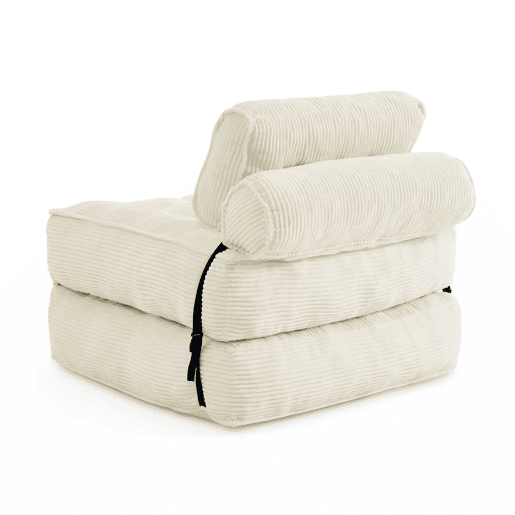 Poltrona dobrável 2 em 1 - Sofá-cama em veludo cotelê com encosto ajustável, multifuncional para a sala e o quarto - Bege