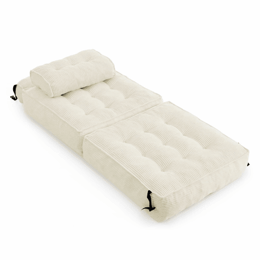 Poltrona dobrável 2 em 1 - Sofá-cama em veludo cotelê com encosto ajustável, multifuncional para a sala e o quarto - Bege