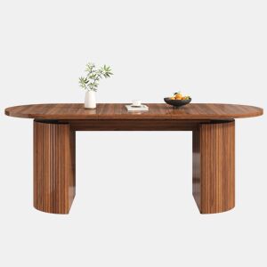 Mesa de jantar extensível - com compartimento de arrumação oculto, tampo reforçado de alta estabilidade, design flexível para espaços pequenos (cozinha, escritório e sala de estar), tampo em MDF - castanho escuro