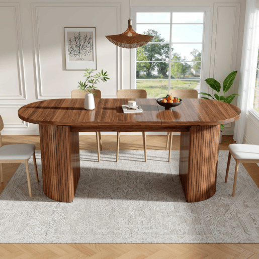 Mesa de jantar extensível - com compartimento de arrumação oculto, tampo reforçado de alta estabilidade, design flexível para espaços pequenos (cozinha, escritório e sala de estar), tampo em MDF - castanho escuro