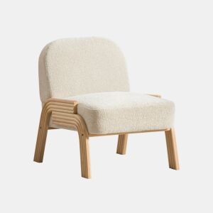 Poltrona lounge escandinava 82 x 70 cm - Estofada em chenille macia e com estrutura de madeira resistente, ideal para a sala de estar e o quarto - Bege