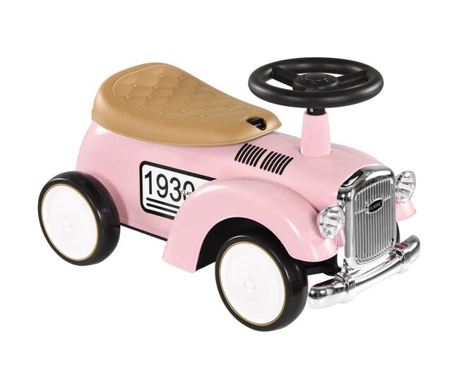 Aiyaplay correpasillos para bebés de 12 a 36 meses coche sin pedales con bocina compartimento de almacenaje y volante para interior y exterior 58x27x35 cm rosa