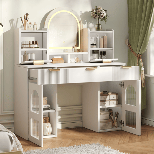Toucador de mdf com espelho e 5 gavetas,branco Toucador de mdf com espelho e 5 gavetas,branco