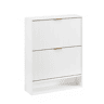 Aparador 80 x 24 cm - frente com ranhuras, altura ajustável, sistema anti-tombamento, com tampo decorativo para a entrada - branco