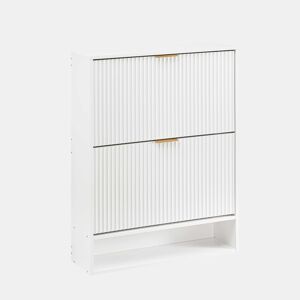 Aparador 80 x 24 cm - frente com ranhuras, altura ajustável, sistema anti-tombamento, com tampo decorativo para a entrada - branco