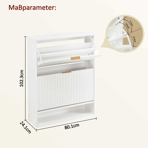 Aparador 80 x 24 cm - frente com ranhuras, altura ajustável, sistema anti-tombamento, com tampo decorativo para a entrada - branco Aparador 80 x 24 cm - frente com ranhuras, altura ajustável, sistema anti-tombamento, com tampo decorativo para a entrada - branco