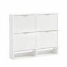 Armário de entrada 120 x 24 cm - Frentes com ranhuras, prateleiras reguláveis em altura, sistema anti-tombamento e superfície decorativa para a entrada - Branco