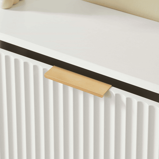 Armário de entrada 120 x 24 cm - Frentes com ranhuras, prateleiras reguláveis em altura, sistema anti-tombamento e superfície decorativa para a entrada - Branco