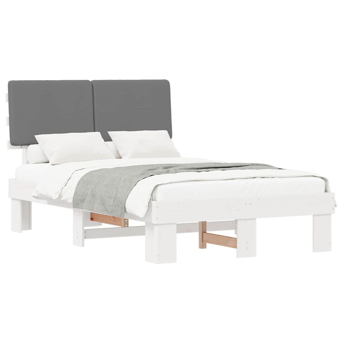 Estructura de cama matrimonial 123x211 Blanco/ Gris Claro