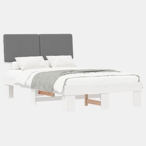 Estrutura de Cama de casal moderno com Cabeceira Estofada Cinzento-claro