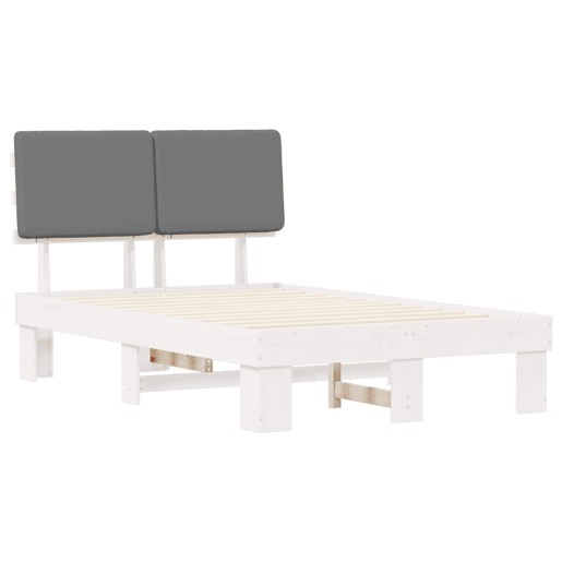 Estrutura de Cama de casal moderno com Cabeceira Estofada Cinzento-claro