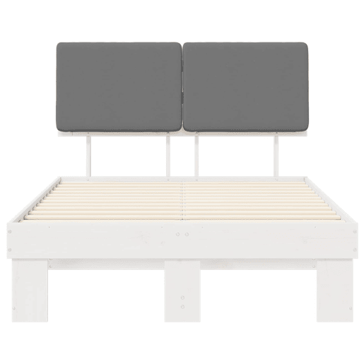 Estrutura de Cama de casal moderno com Cabeceira Estofada Cinzento-claro