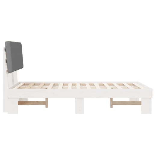 Estrutura de Cama de casal moderno com Cabeceira Estofada Cinzento-claro