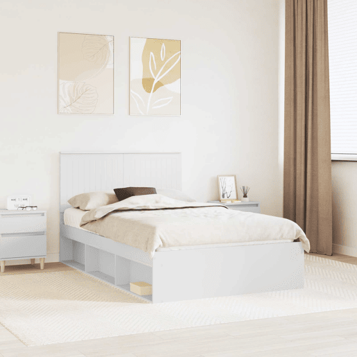 Estrutura da Cama de casal simple com cabeceira Branco 120 x 190 cm