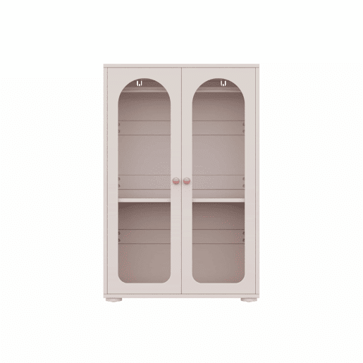 Armário de 2 portas 80×50×120 cm - armário lacado com varão para roupa, portas transparentes em acrílico, puxadores em cerâmica - rosa bebé Armário de 2 portas 80×50×120 cm - armário lacado com varão para roupa, portas transparentes em acrílico, puxadores em cerâmica - rosa bebé