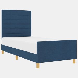 Estrutura de cama de solteiro para adultos com cabeceira Azul 90 x 200 cm tecido
