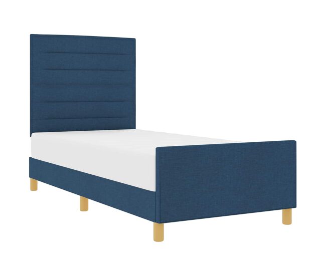 Estructura de cama individual para adultos con cabecera - azul 90 x 200 cm tela