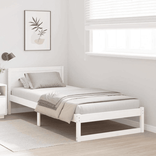 Estrutura de cama de solteiro para adultos - Branco 80 x 200 cm Madeira de Pinheiro Sólida