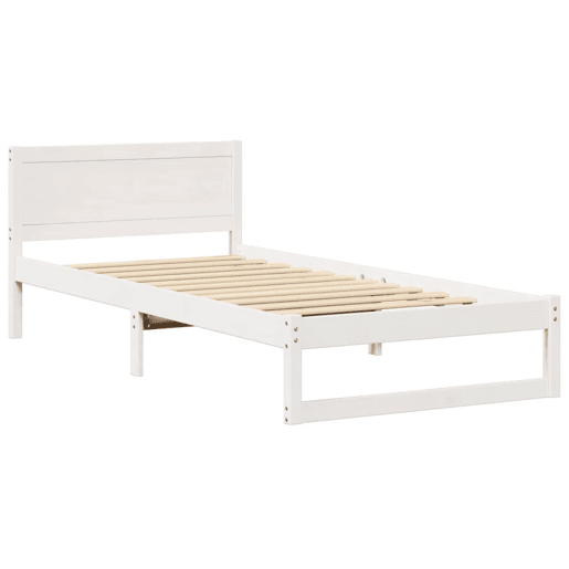 Estrutura de cama de solteiro para adultos - Branco 80 x 200 cm Madeira de Pinheiro Sólida
