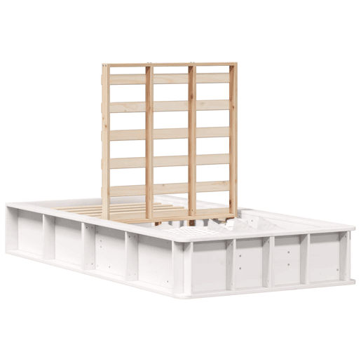 Estrutura de cama de solteiro para adultos - Branco 90 x 200 cm Madeira de Pinheiro Sólida